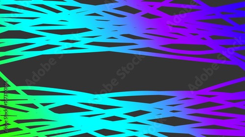 Abstract dark background with vibrant gradient stripes and copy space in the center