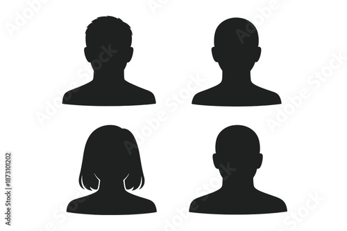 User and profile icons set. Containing silhouette, avatar, identity, person, user, profile, figure, head, face, character, individual, male, female,