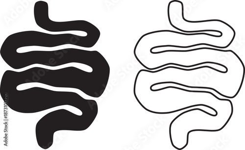 Large intestine icon for website, thin line icons. vector logo design