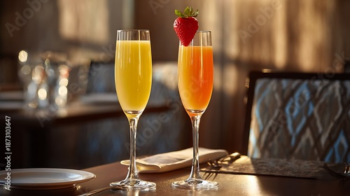 Wallpaper Mural Two elegant champagne flutes filled with refreshing celebratory drinks Torontodigital.ca