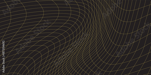 Luxury Gold Line Abstract Pattern on Black Background