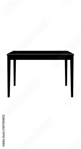 Elegant Black Wooden Table Isolated on White Background.