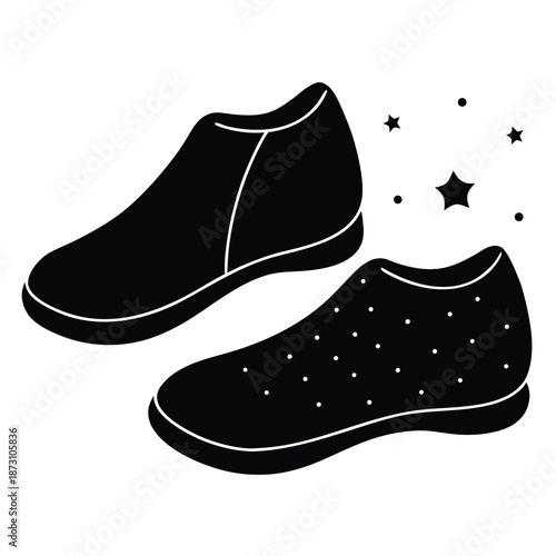 Dirty lady boots with lots of sand, mud and dust in the sun at the construction site with copy space on the right side