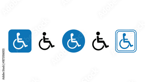 Collection of international accessibility symbols shown in various graphic styles