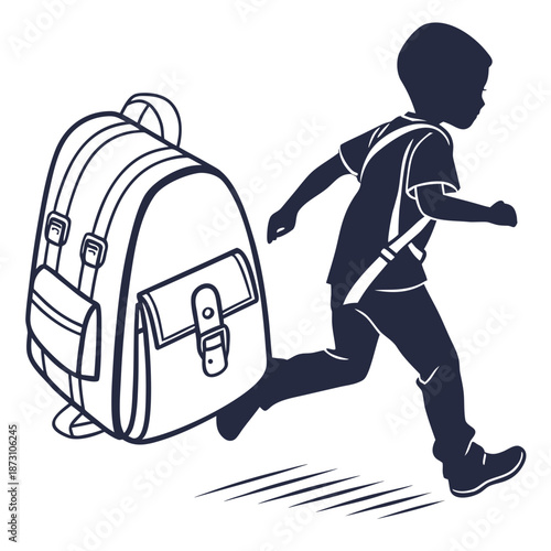 Child running with backpack