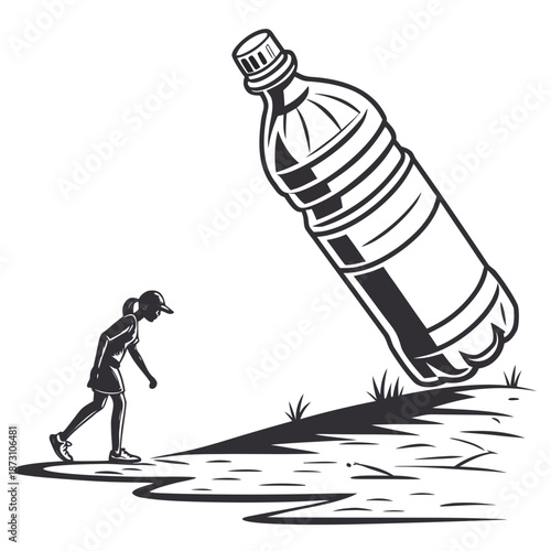 Jogger avoids falling bottle