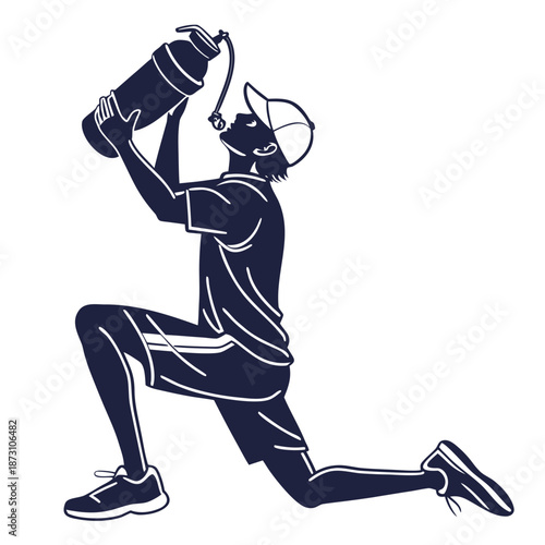 Firefighter kneeling with hose