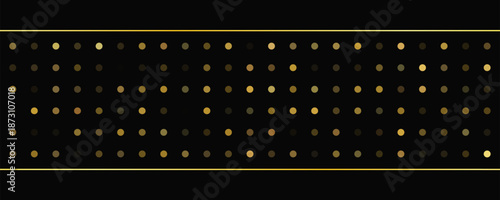 Dark background with golden lines and glittering dots