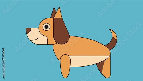 Cute Cartoon Dog Illustration with Friendly Expression.