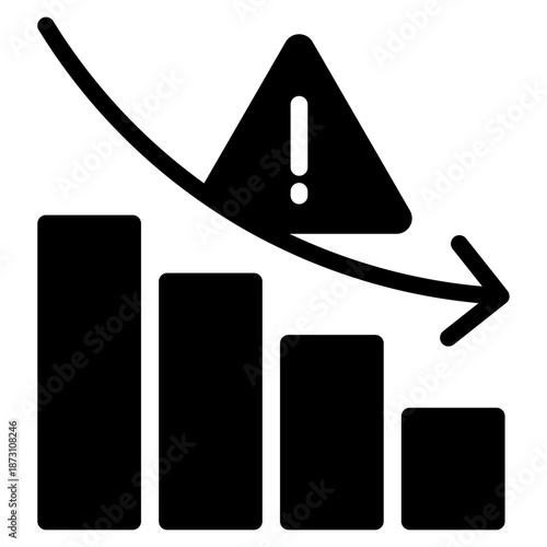 Decrease Warning icon warning and attention glyph style vector illustration