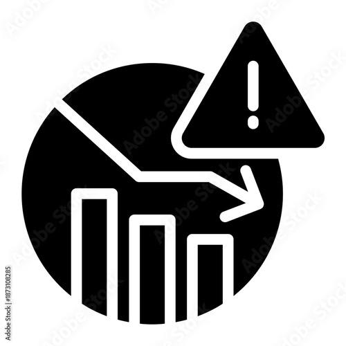 Decrease Warning icon warning and attention glyph style vector illustration