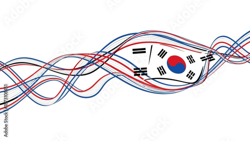 South Korea Flag Wave Abstract Background
