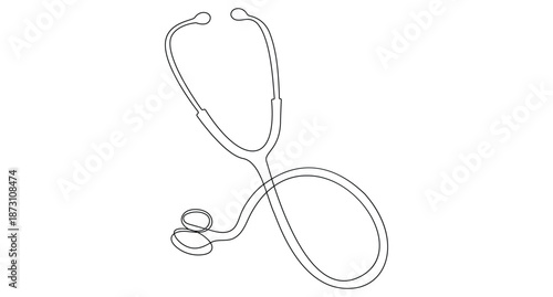 Vector illustration of a stethoscope drawn in one continuous line