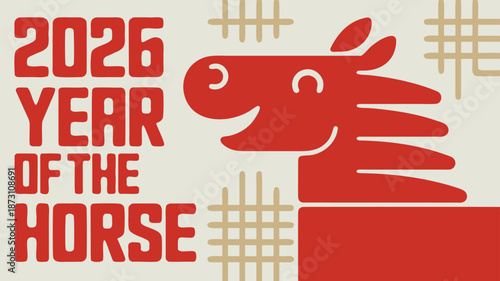 2026 Year of the Horse Chinese Zodiac Symbol Vector Illustration Design
