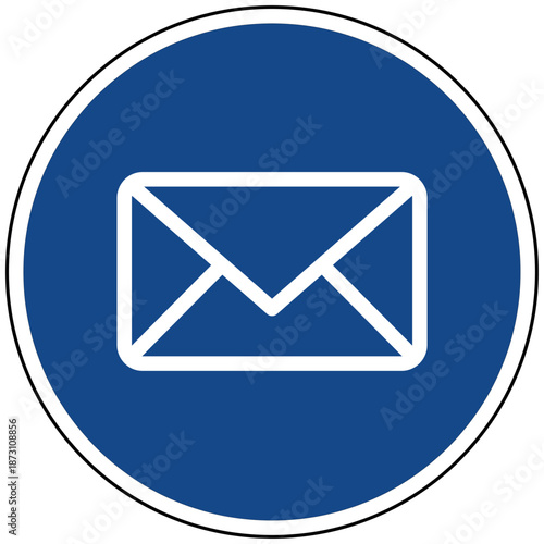 Vektor Grafik Briefumschlag auf blauem Kreis Icon für Email Post Kommunikation Nachricht und Kontakt im modernen flachen Stil