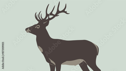 Majestic Male Deer with Antlers Standing Proudly.