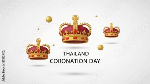 Thailand Coronation Day Royal Crowns and Golden Spheres