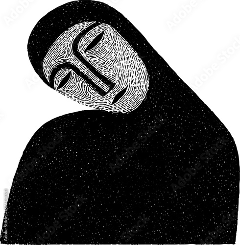 Abstract monochrome portrait of woman with downcast eye in ethereal style