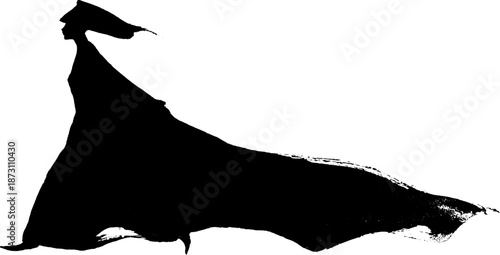 Elegant female silhouette in flowing gown