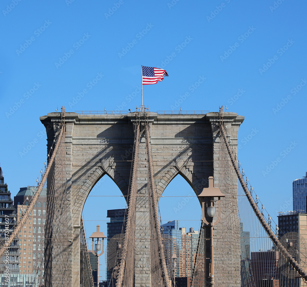 Fototapeta premium famous glimpse of new york cityscape featuring the brooklyn brid