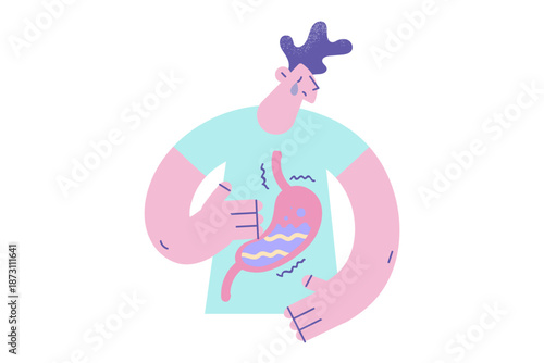 Unhealthy man suffer from acute abdominal pain