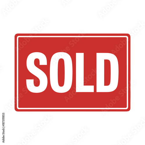 Red sold sign stamp on white background
