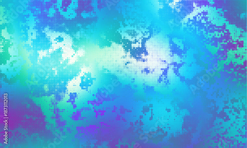 Abstract vector modern watercolor painting in liquid marble pattern background. Halftone grunge effect