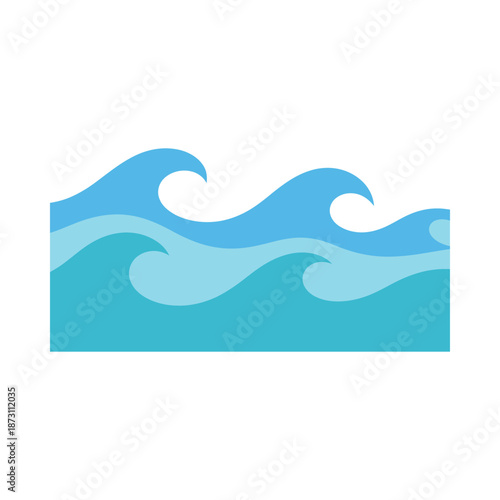 Blue ocean waves crashing on a calm sea surface