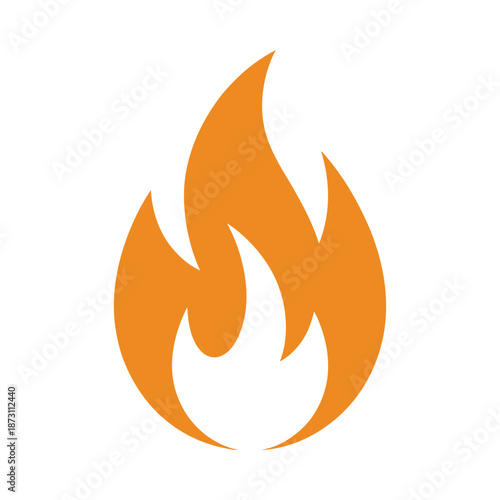 Orange flame icon on white background