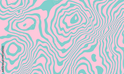 Abstract horizontal background with colorful waves. Trendy vector illustration in style retro 60s, 70s. Pastel colors