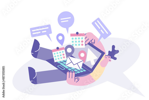 Tired man stressed with notifications on laptop