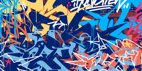 Cool Colorful Abstract Urban Style Hiphop Graffiti Street Art Vector Illustration Background