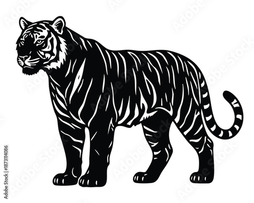 Minimalist tiger vector illustration for zoo and nature conservation logos