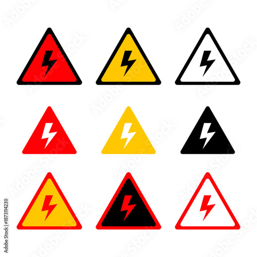 Electrical Safety Lightning Bolt Warning Icons