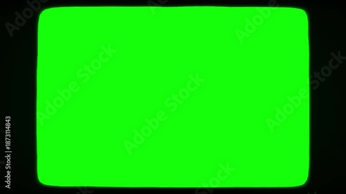 Retro CRT Cinema Screen Green Screen Overlay with Vintage Old TV Frame Effect for Motion Graphics, Social Media Content, Film Look and Video Editing