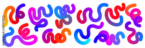 Colorful abstract wavy shapes, wave lines, swirls and curves set with smooth gradients, perfect for modern backgrounds, branding, and creative designs.