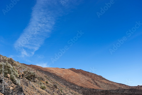 mountain landscape with blue sky at  El Teide, national park at Tenerife