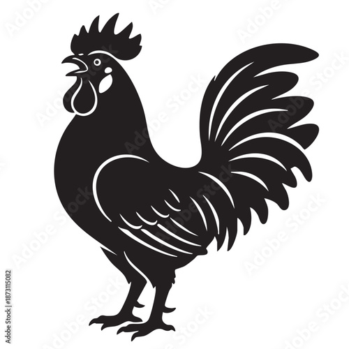 Vector graphic of a standing rooster for restaurant and butchery identity