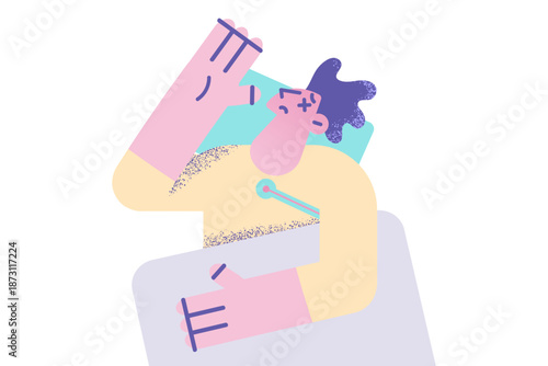 Sick man measure temperature suffer from coronavirus