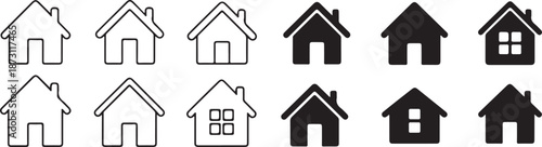 Collection of various house icons in different styles