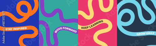 Vibrant abstract poster with flowing shapes in warm colors featuring colorful, fluid wavy lines for a dynamic, modern feel, motivational design typography for creative wall art