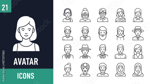 Collection of diverse avatar icons representing various people and professions, perfect for user profiles and digital identity