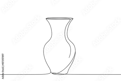 One continuous line drawing of beautiful ceramic vase vector illustration art