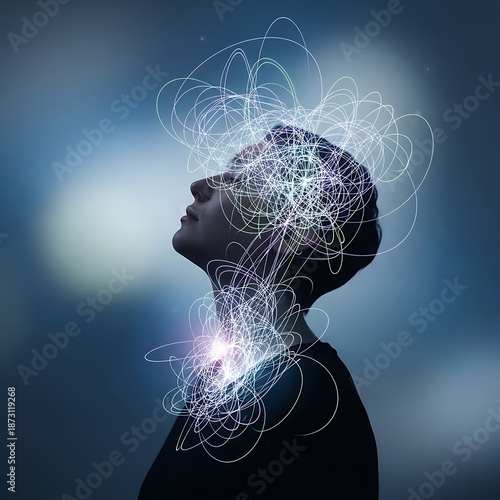 Abstract Human Mind Concept with Neural Network Design