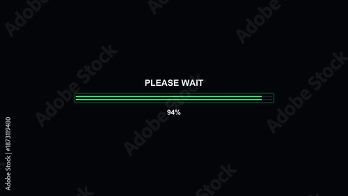 Wallpaper Mural Sleek modern progress bar animation shows completion on a dark background, prompting user to please wait Torontodigital.ca