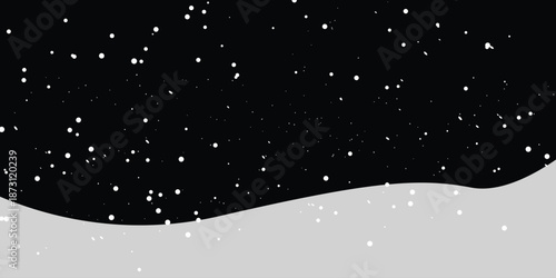 A serene night scene with gentle snowfall blank background for winter themes
