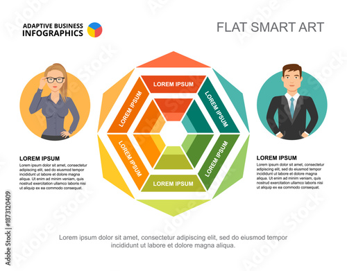 Two entrepreneurs process chart template for presentation