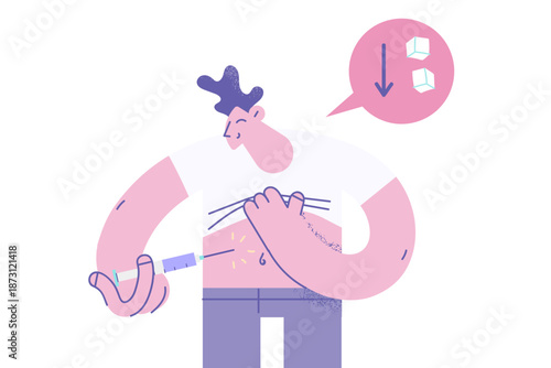 Sick man make insulin injection in belly