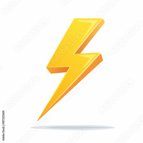 Vibrant yellow lightning bolt symbolizing dynamic power, high voltage energy, and rapid speed, perfect for illustrating electrical concepts or fast-paced themes in digital designs