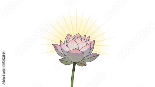 Pink Lotus Flower Blooming with Radiant Aura